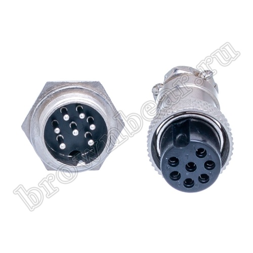 Разъем GX16 (M16) 7 контактов, розетка на кабель + вилка на блок, комплект AC-M16-7 фото 2