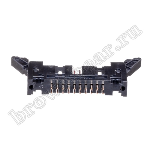 Разъем IDC 2х10 вилка на плату, шаг 2.54мм, с защелками SCM-20 фото 4
