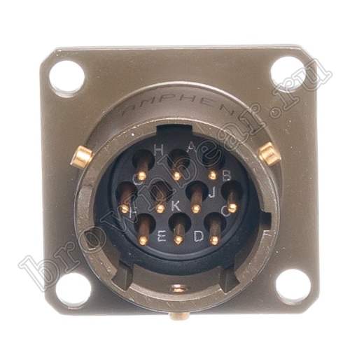 Разъём Amphenol серии 62IN, 10 контактов, вилка на блок, тип 12,  байонетный 62IN-12E-12-10P фото 5