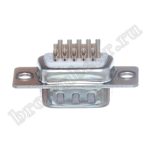 Разъем D-SUB 15 контактов высокой плотности, вилка на кабель, пайка DHS-15M фото 5