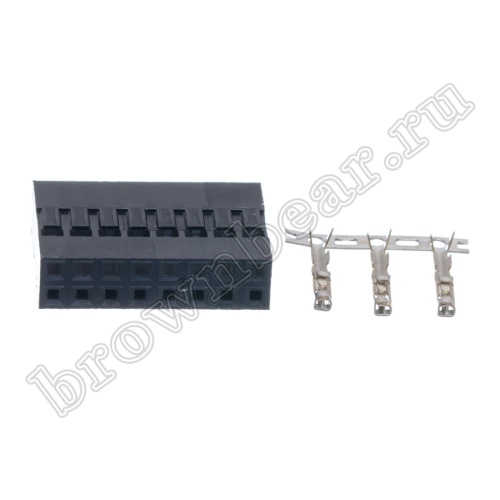 Разъем 2х8 гнездо на кабель, шаг 2.54мм, с контактами фото 2