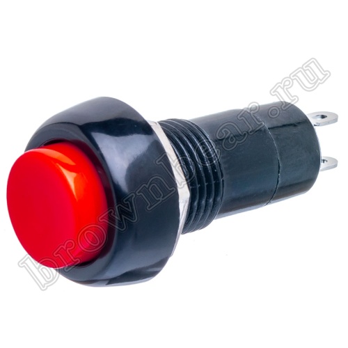 Кнопка без фиксации, круглая на блок, НР, 220В, красная PSW-6M-R
