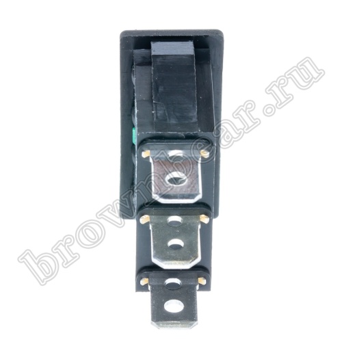 Выключатель клавишный (рокерный) 220В, 3 контакта (on-off-on), 28х12мм, зеленый SWR-55G фото 4