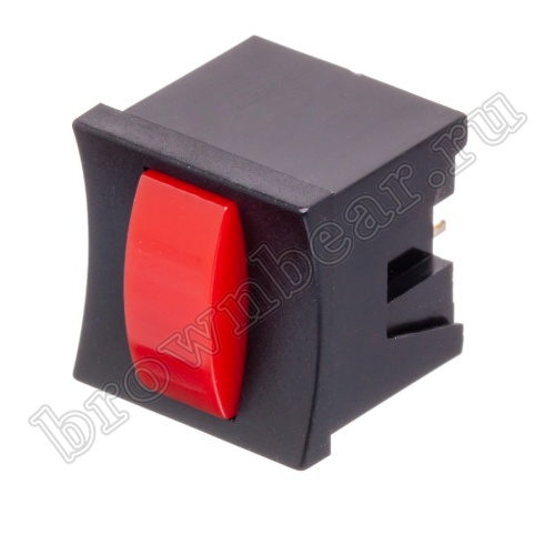 Кнопка мини без фиксации с щелчком, красная в черном корпусе PSM2-2-R-B  