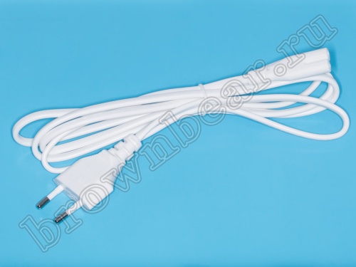 Кабель (шнур) питания 220В CEE7/16 - C7, для аудиотехники, белый, 2.5А, 1,8м фото 2