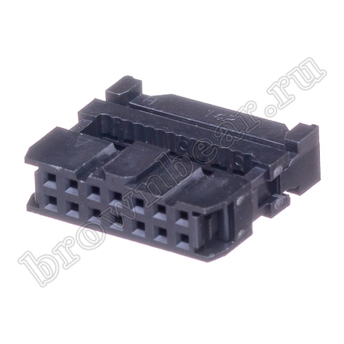 Разъем IDC 2х7 розетка на плоский кабель, шаг 2.54мм IDC-14