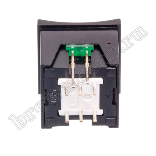 Кнопка мини с фиксацией, зеленая в черном корпусе с зеленым индикатором PSM2-1-E-B-E   фото 7