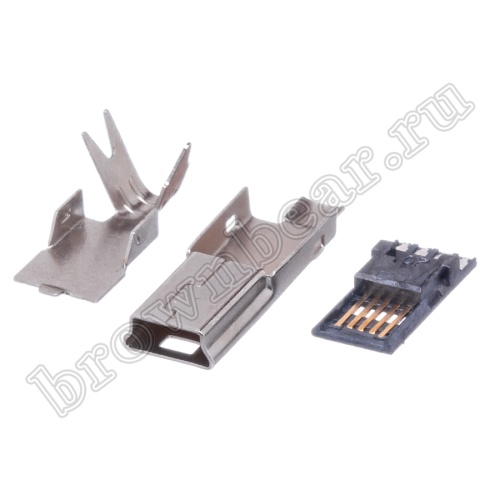 Разъем mini USB, вилка на кабель без корпуса, 5 контактов, пайка 4 провода, MUBS-05PNO USB/M-SP-1 фото 6