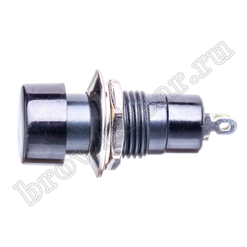 Кнопка с фиксацией, 14 мм круглая на блок, НР, 220В, черная PSW-2F-B фото 2