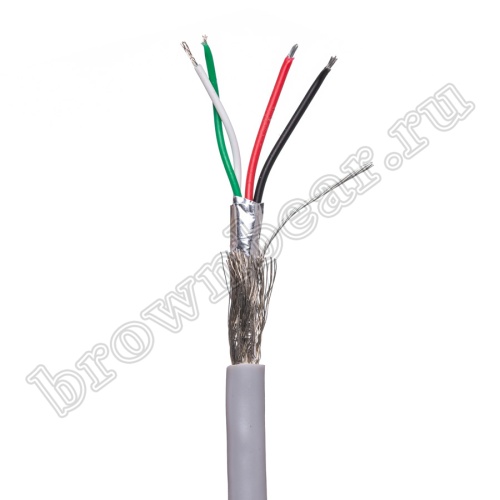 Кабель сигнальный USB, 4 провода, бухта 50 м, серый -