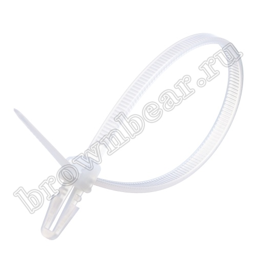 Стяжка (хомут) нейлоновая 155 x 3.5 мм с крепежным пистоном, белая, упаковка 100 шт. PCV-155