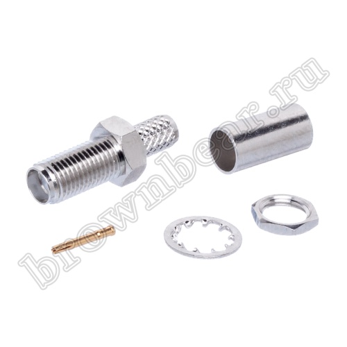 Разъем SMA гнездо на приборный блок RG-58, обжимной, крепление гайка SMA-BC58J2 фото 7