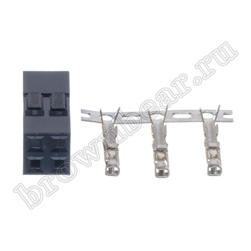 Разъем 2х2 гнездо на кабель, шаг 2.54мм, с контактами фото 2