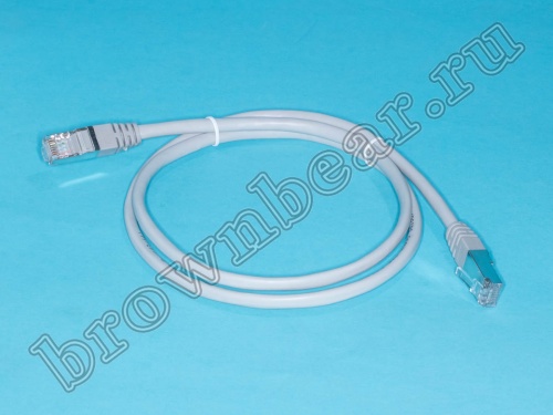 Патч-корд (шнур) RJ-45 - RJ-45 кат.5е, 1м, экранированный, серый 