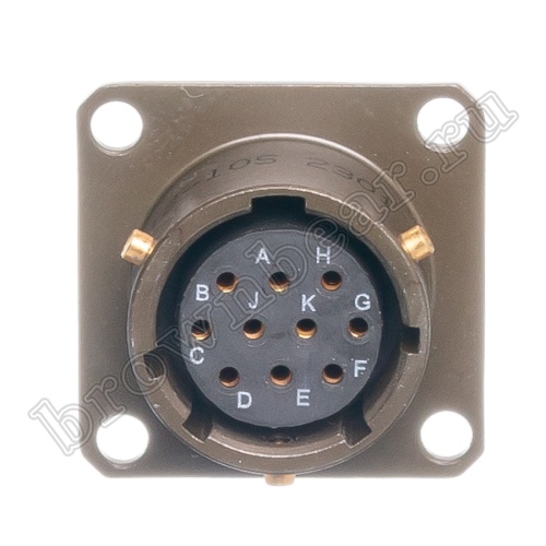 Разъём Amphenol серии 62IN, 10 контактов, розетка на блок, тип 12,  байонетный 62IN-12E-12-10S фото 5