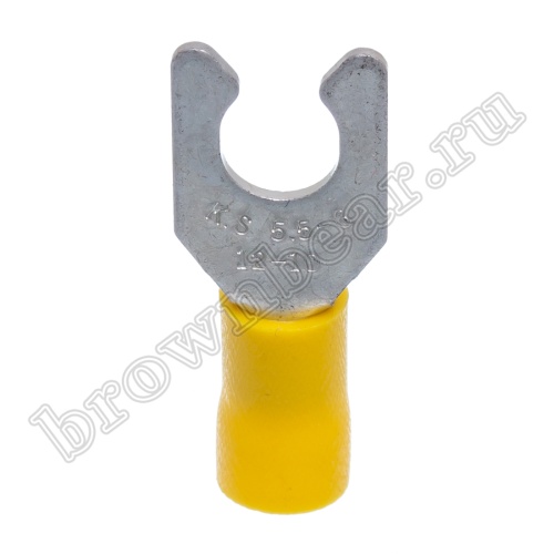 Клемма вилочная обжимная тип "U" 6.4 мм на провод 4.0 - 6.0 мм² с защелкой, изолированная, кратно 100шт. TYLI-5.5-6 фото 5
