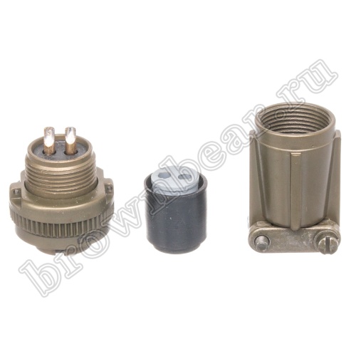 Разъём Amphenol серии MS, 2 контакта, розетка на кабель, тип 12S, резьбовой MS3106E-12S-3S фото 4