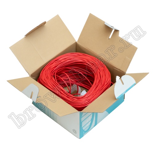 Кабель Витая пара, 4 пары, медный, 5е категория, многожильный, красный, PCnet, бухта 300м PCnet фото 3