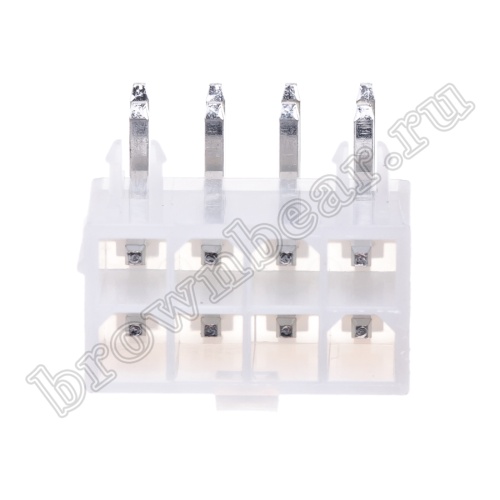 Разъем питания Mini-Fit 8 контактов, вилка на плату, прямой угол, с фиксатором, шаг 4,2мм MF-8MRA фото 2