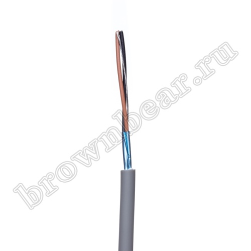 Кабель сигнальный коммуникационный 2 провода, 24AWG, бухта 50м, экранированный, серый SIN YU фото 2