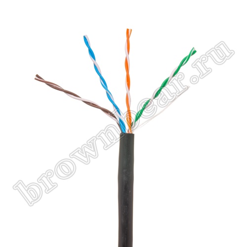 Кабель Витая пара, 4 пары, медный, 5е категория, для внешней прокладки (-60 +60), черный, PCnet, бухта 305м PCnet