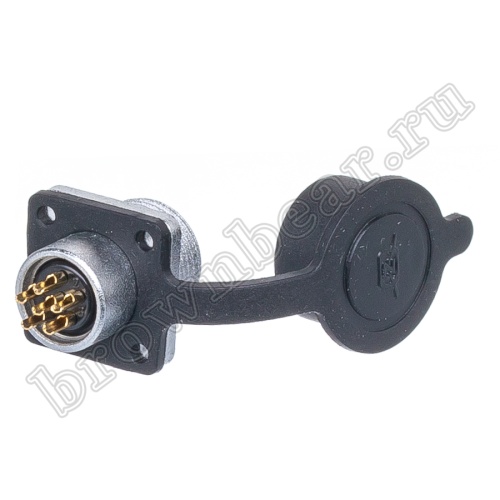 Разъём М14 6 контактов розетка на блок, квадратный фланец фото 6