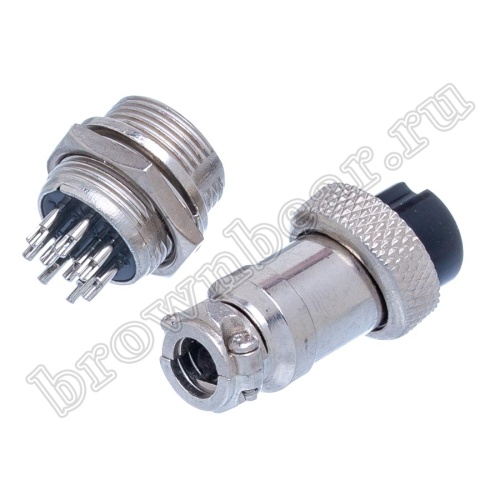 Разъем GX16 (M16) 9 контактов, розетка на кабель + вилка на блок, комплект AC-M16-9 фото 2