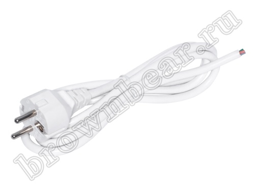 Кабель (шнур) питания 220В IEC320, CEE7/7, с вилкой на одном конце, белый, 10A (3x0.75мм²), 1.8 метра