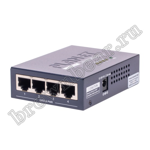 HPOE-460 PoE инжектор Planet 4 порта 10/100/1000Мб/с, IEEE 802.3at, 120Ватт