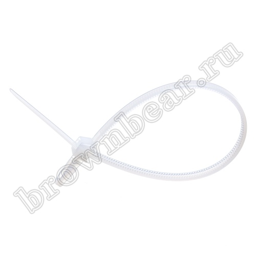 Стяжка (хомут) нейлоновая 155 x 3.5 мм с крепежным пистоном, белая, упаковка 100 шт. PCV-155 фото 2