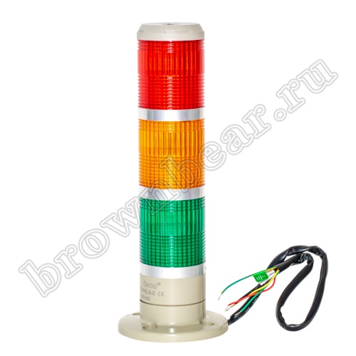 Cветосигнальная колонна (маячок) 3-х секционная, 220В, d 60 мм, красный, желтый, зеленый