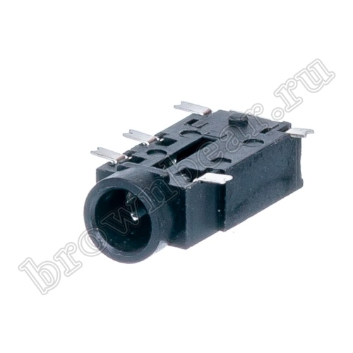 Разъём 3.5мм гнездо mini Jack на плату, поверхностный монтаж, стерео, 5 контактов, тип 2 AUB-36/2-2