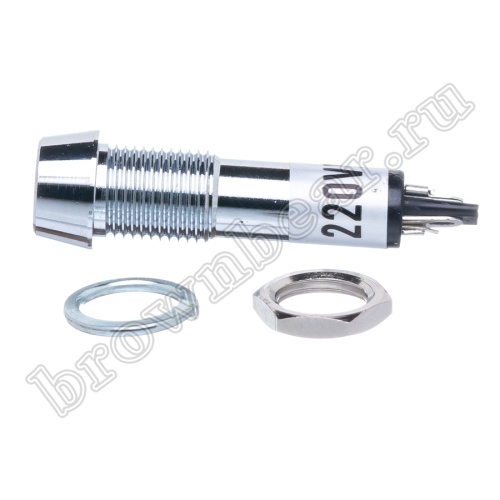 Лампа неоновая индикаторная с резистором 220В в корпусе, красная фото 4