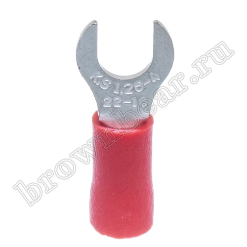 Клемма вилочная обжимная тип "U" 4.3 мм на провод 0.5 - 1.5 мм². круглая, изолированная, кратно 100шт. TYRI-1.25-4 фото 5