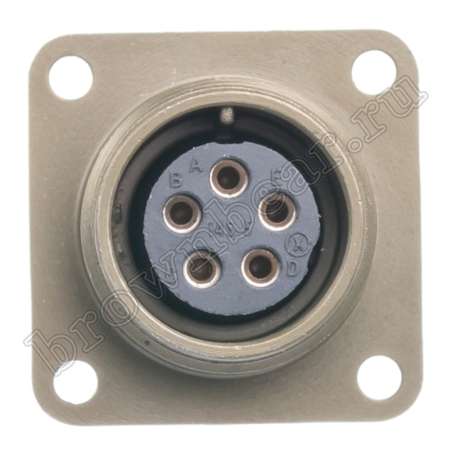 Разъём Amphenol серии MS, 5 контактов, розетка на блок, тип 14S, резьбовой MS3102E-14S-5S фото 5