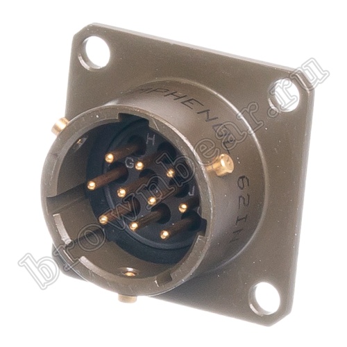 Разъём Amphenol серии 62IN, 10 контактов, вилка на блок, тип 12,  байонетный 62IN-12E-12-10P