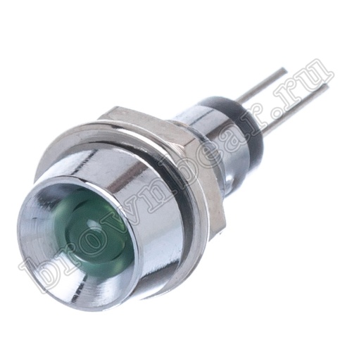Светодиод 12В в корпусе индикаторный, зеленый, 12.0 mcd