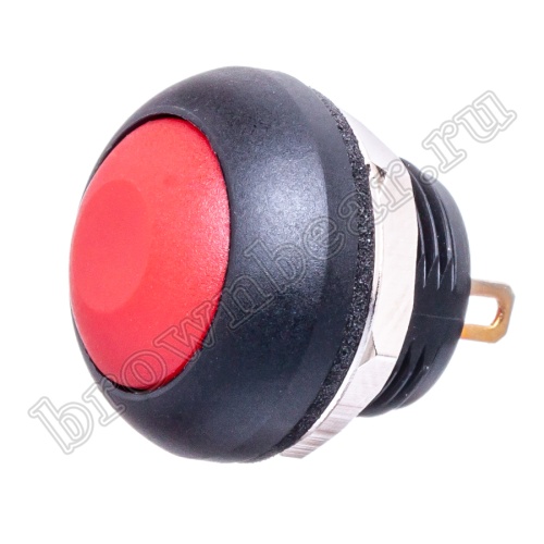 Кнопка влагозащищенная IP67 без фиксации, 12мм круглая на блок, НР, красная PSW-7-R