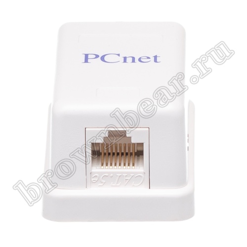 Розетка компьютерная накладная одинарная RJ-45, 8P8C, категория 5е, универсальная, PCnet  фото 2