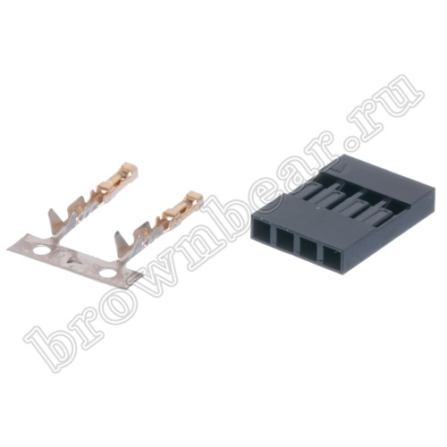 Разъем 1х4 гнездо на кабель, шаг 2.54мм, с контактами фото 2