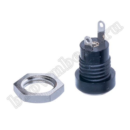 Разъем питания штырьковый DC гнездо 2.1 х 5.5 мм, на приборный блок, под гайку, мини DJK-08A фото 3