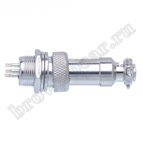 Разъем GX12 (M12) 3 контакта, розетка на кабель + вилка на блок, комплект AC-M12-3 фото 4