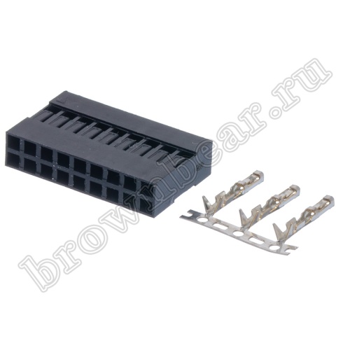 Разъем 2х9 гнездо на кабель, шаг 2.54мм, с контактами фото 4
