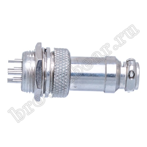 Разъем GX16 (M16) 6 контактов, розетка на кабель + вилка на блок, комплект AC-M16-6 фото 2