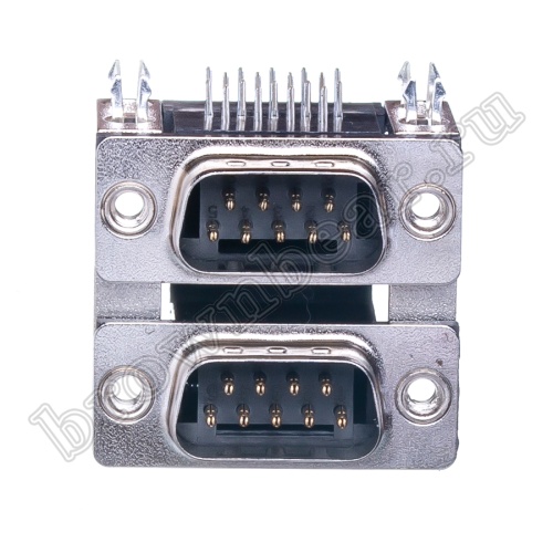 Разъем D-SUB  спаренный  9 контактов, вилка-вилка на плату, прямой угол DRN-09M/09M-A фото 3