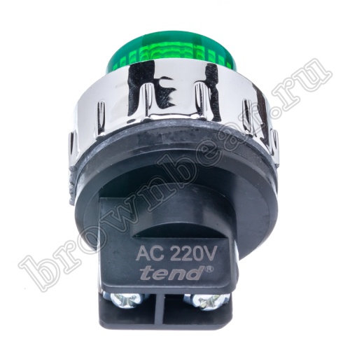 Лампа неоновая индикаторная 220В, d 25 мм, зеленая фото 2