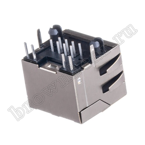 Разъём RJ-45 гнездо на плату, 8P8C,  2 светодиода (красный-зеленый), экранированный, тип 18 TJ18-L8P8C-5 фото 3