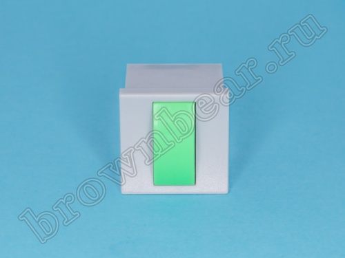 Кнопка мини без фиксации, зеленая в сером корпусе PSM2-0-E-G   фото 4