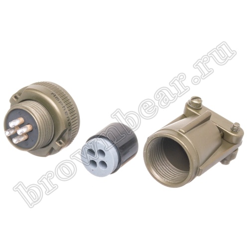 Разъём Amphenol серии MS, 4 контакта, розетка на кабель, тип 14S, резьбовой MS3106E-14S-2S фото 2