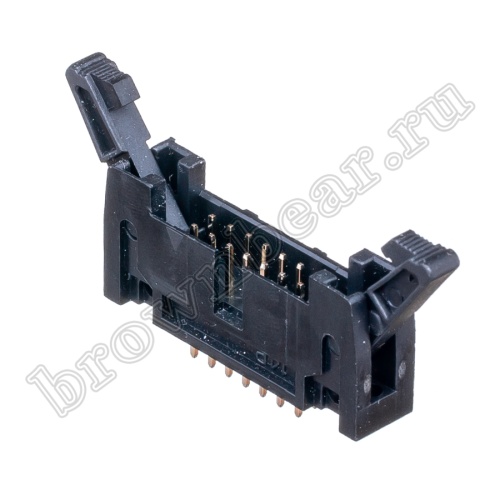 Разъем IDC 2х7 вилка на плату, шаг 2.54мм, с защелками SCM-14 фото 7